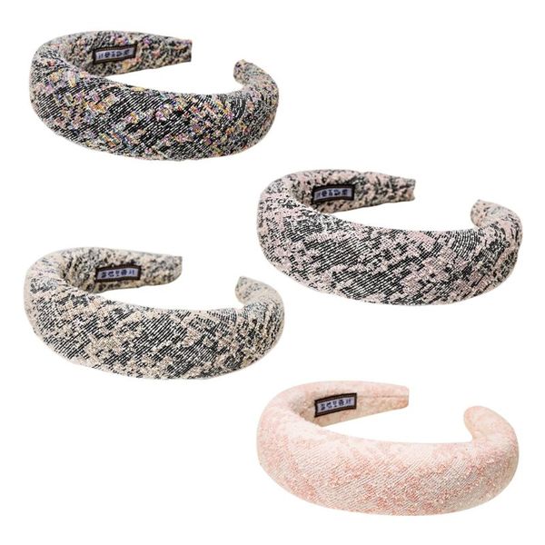 

sponge thickening headband lady women wide thick head hoop fashion girls hair accessories headdress gift, Golden;white