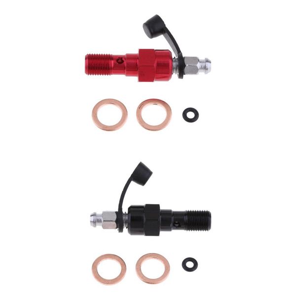 

2x aluminum single banjo bolt w/bleed motorcycle m10 x 1.00 red+black