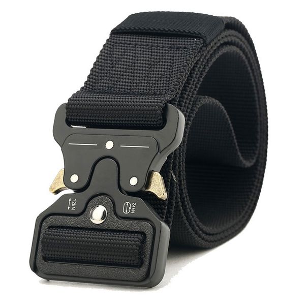 

125 135cm belt tactical nylon belt men army combat safety black belts metal buckle jeans waist strap 3.8mm 4.3mm wide, Black;brown