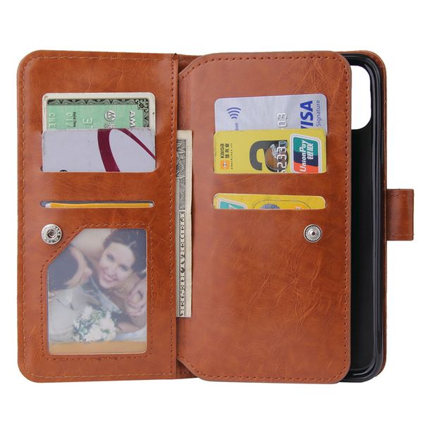 

wallet leather phone case for iphone 11 pro max xs xr x 8 plus retro flip stand holder card slot p frame cover