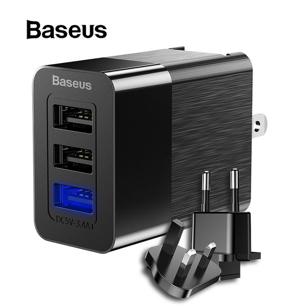 

baseus universal usb charger 2.4a travel adapter wall power charger for iphone samsung s9 s8 xiaomi,switch to eu/us/uk plug
