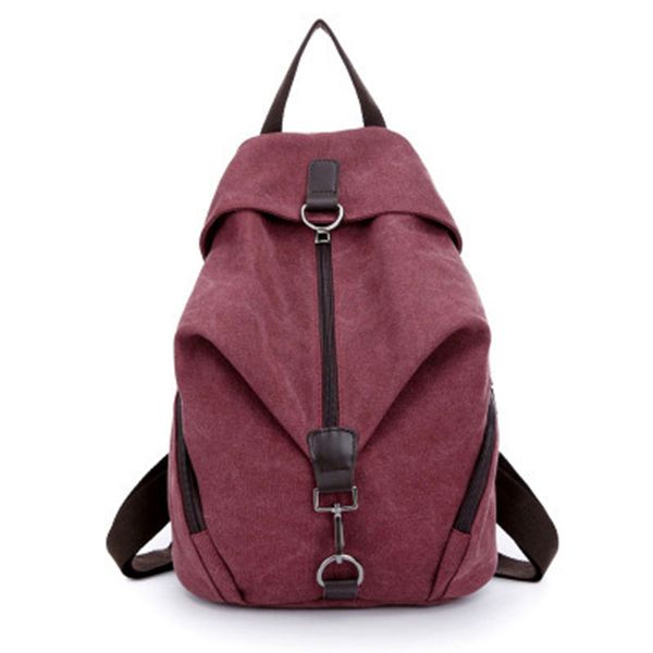 

2018 female canvas backpack preppy college student fabric school bag young teenage girl leisure backpack travel bag pink red