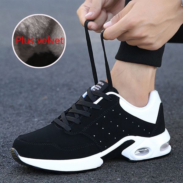 

men boots women winter shoes warm ankle botas hombre for winter boots shoes men plush sneakers women running trainers, Black