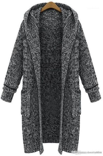 

style coat american style young girl clothes designer sweater woman winter black loose long hooded leisure, Black;brown