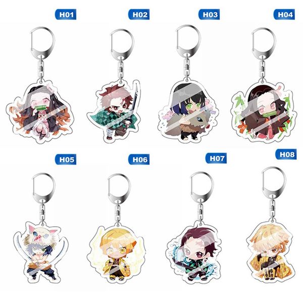 

anime key rings demon slayer kimetsu no yaiba figure keychain cartoon figure acrylic pendant keyring, Silver