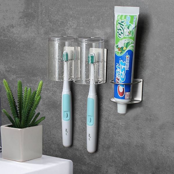 

wall mount electric toothbrush cup holder sticker metal 304 stainless steel self adhesive bathroom accessories for family