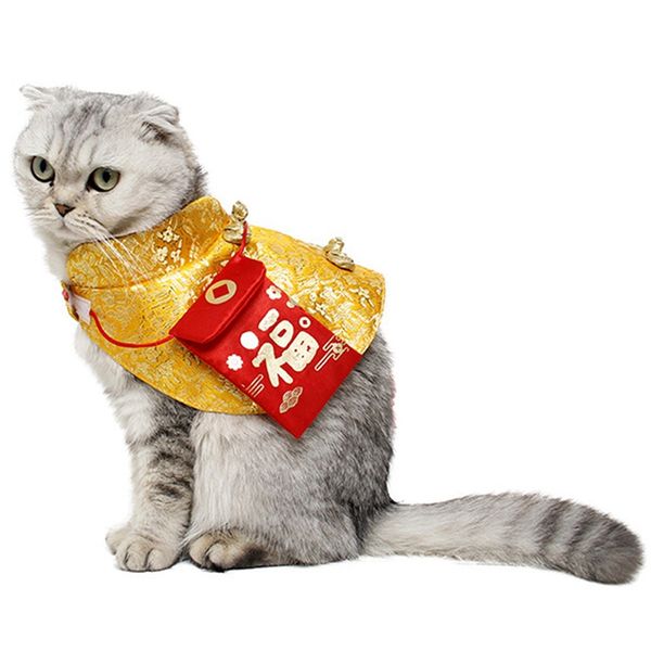 

winter cat clothes tang costumes chinese new year festive cloak warm kitten chinese style with red envelope pets dog clothes