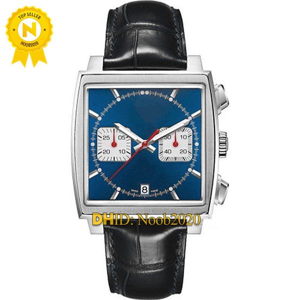 

39mm mens watch square design imported quartz chronograph movement blue pvd sun pattern dial stainless steel case designer watches box, Slivery;brown