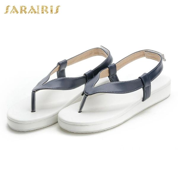 

sarairis 2020 new arrivals plus size 45 women sandals med platform flat with summer casual women shoes, Black