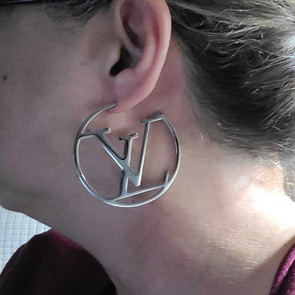 

sale 2020 fashion jewelry letter earrings christmas gift for women girls hyperbole big large 5cm circle letter hoop earring, Slivery;golden