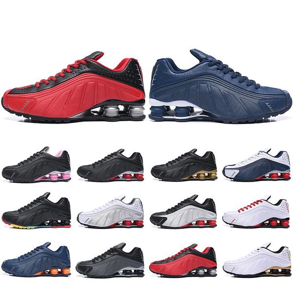 

new style shox r4 og running shoes for men women zapatillas hombre breathable leather mens trainers designer athletic sneakers us 5.5-12