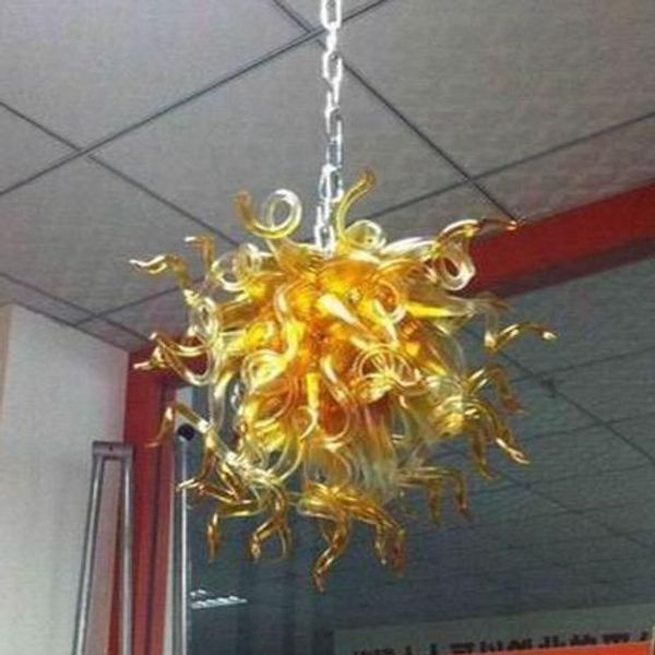 

chandeleir for home ce/ul led lighting dale tiffany style round shape hand blown golden glass art chandelier with led bulbs
