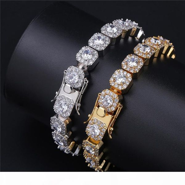 

mens hip hop bracelets iced out micro pave cubic zircon tennis link bracelet 10mm 7inch 8inch, Black