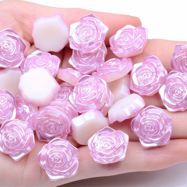 

rose flower 10pcs 18mm imitation pearls flatback abs resin material half pearls great for shoes scrapbooks, Silver;gold