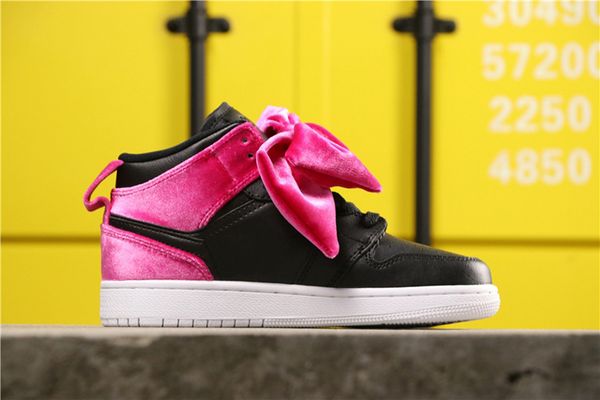 

new mid bow black noble red og i 1 pink bows fashion sneaker women 1 gs velvet pink shoes 1s gs sale trainers with box