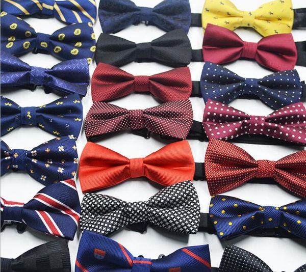 

men's business suit bow ties british korean suit bowtie 72 colors elegant adjustable jacquard weave polyester bow ties, Black;gray