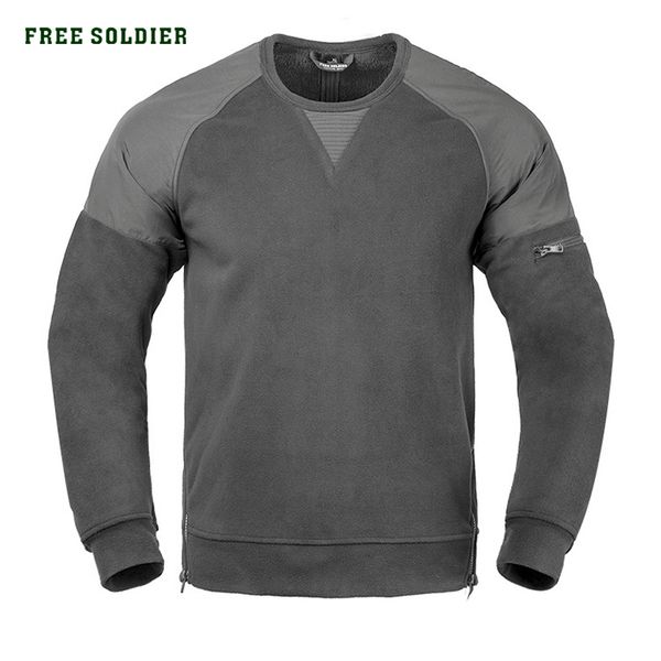 

soldier fleece men's autumn and winter outdoor thickening fleece collar coat round collar warm bottoming shirt, Blue;black