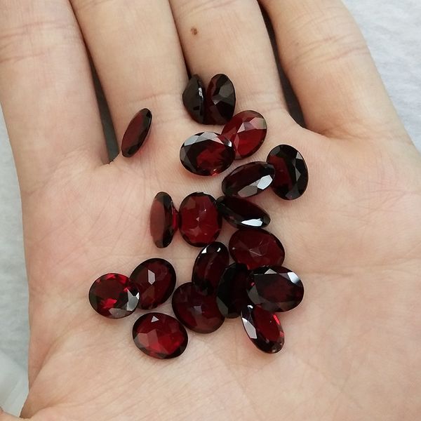 

rainbamabom 1 pcs natural 8 * 10 mm oval cut garnet gemstone diy stones decoration made for jewelry wholesale lots bulk gtc, Black