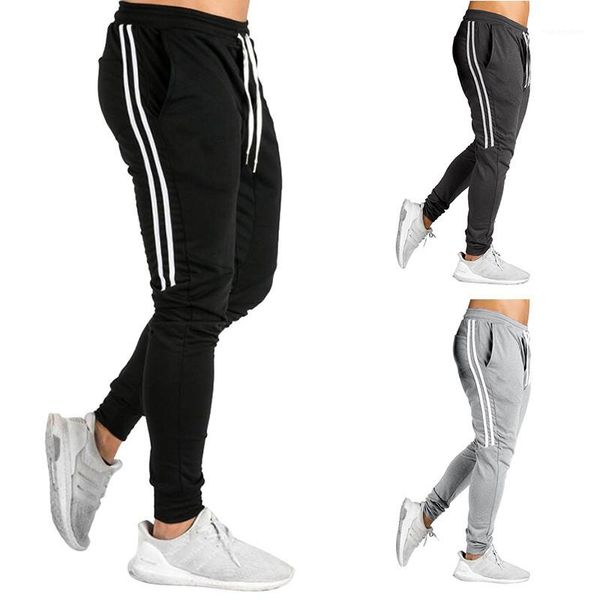

striped panelled designer pencil pants natural color fashion active pants loose elastic waist casual mens pants, Black