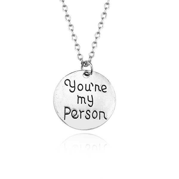 

you are my person pendant necklaces lover couple statement necklace greys anatomy charm choker colar jewelry collares, Silver