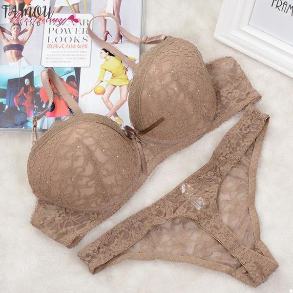 

2019 women lace push up bra set female brassiere lace bras women underwear sets bra and thong set cup, Red;black