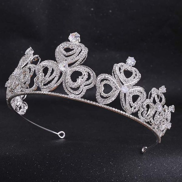 

forseven royal queen princess love heart style crystal headbands women bride bridal wedding party tiaras crowns de noiva, Golden;white