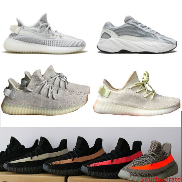 

static refective sesame butter zebra kanye west with box static semi frozen yellow cream white designer shoes sport sneakers size 5-13