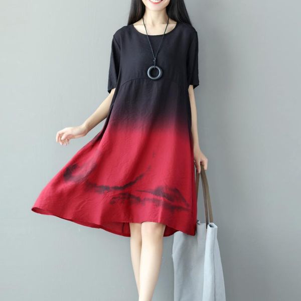 

3128# vintage tie dyeing cotton maternity dress summer casual plus size loose clothes for pregnant women large size pregnancy, White