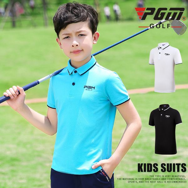 

2019 pgm golf clothes short sleeve t-shirt with breathable fabric for children and adolescents yf199, Black;blue