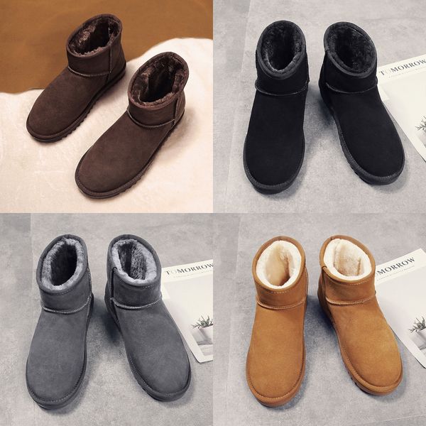 

35~46 men snow boots genuine leather cow suede warm brand men winter boots #bg5484, Black