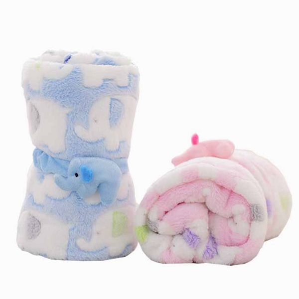 

cute elephant cartoon baby blanket newborn elephant air conditioning quilt coral velvet pillow quilt dual-use baby products
