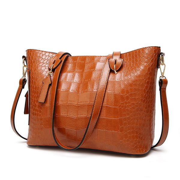 

2020 women's fashion handbag crocodile leather shoulder bag tote bags for women casual tote solid