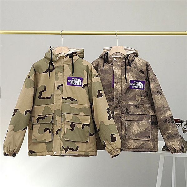 

19fw new the north x sup cotton padded camouflage winterbreaker hoodies men women gore-tex outdoor face streetwear sweatshirt jackets, Gray;blue