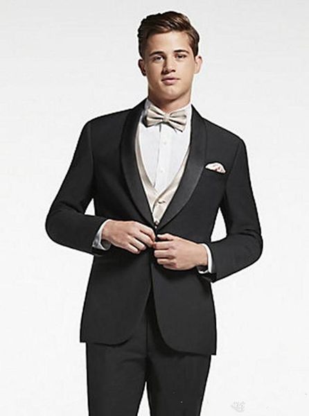 

one button black groom tuxedos shawl lapel groomsmen man suits mens wedding suits (jacket+pants+vest+tie) 4254, Black;gray