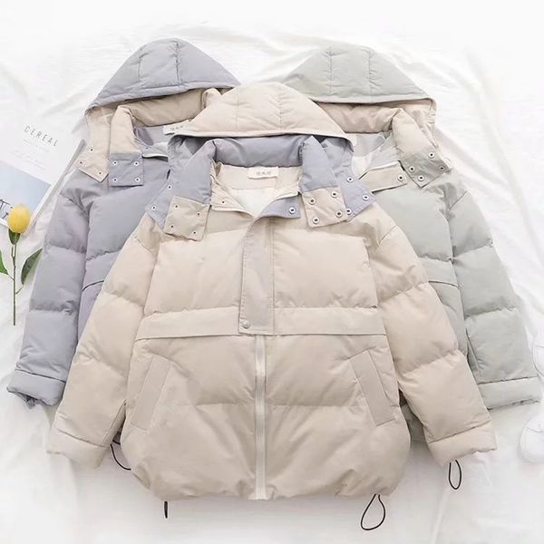 

winter thick warm parkas hooded down jacket female loose cotton padded jacket winter oversize female coat fashion outerwear, Black