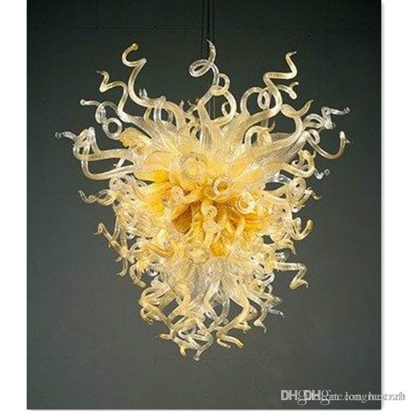 

yellow color blown glass chanceleir lightings dining room decor art crafts metal yellow color led crystal ceiling chandeliers