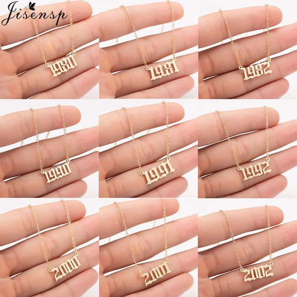 

jisensp stainless steel pendant necklace unique design birthday year choker necklaces fashion jewelry for women kids gift