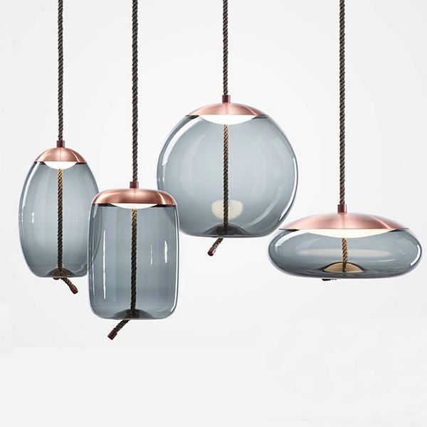 Modern Glass Pendant Lights Luminaire Suspendu Rope Hanging Lamp