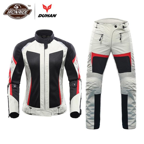 

duhan motorcycle jacket summer motorcycle pants suit jacket moto breathable mesh touring motorbike clothing set for women