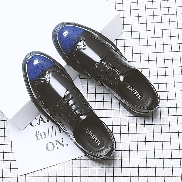 

new design mens fashion party nightclub wear cow leather bullock shoes carving brogue flats shoe platform sneakers zapatos, Black