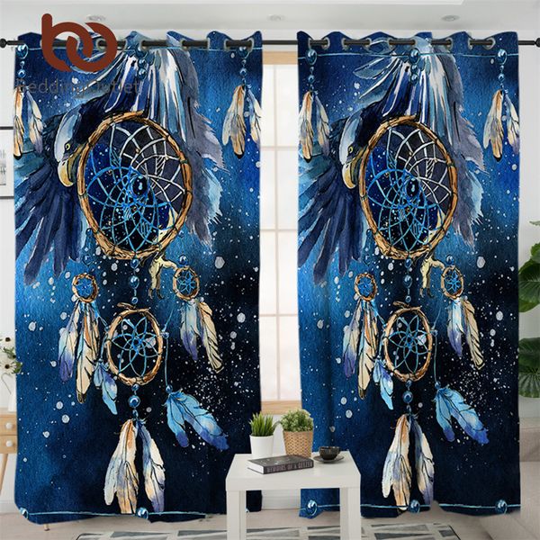 

beddingoutlet dreamcatcher boho living room curtains feathers blue galaxy curtain for bedroom bald eagle window treatment drapes