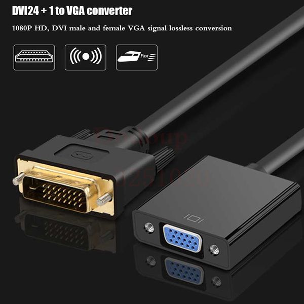 

hd 1080p dvi male to vga female video converter adapter cable dvi 24+1 25 pin to vga cable for tv pc display dvi-d to vga lowest price