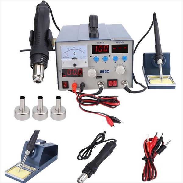 

air 3 in 1 800w led digital smd soldering heat desoldering station rework tool 110v-220v power supply shrink drying