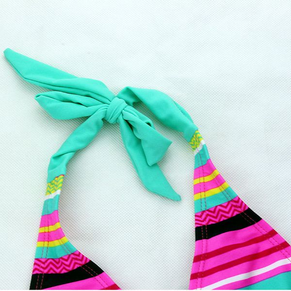 

new summer girls close-fitting elastic stripe swimsuit girls split two-pieces swimwear, children stripe bikini