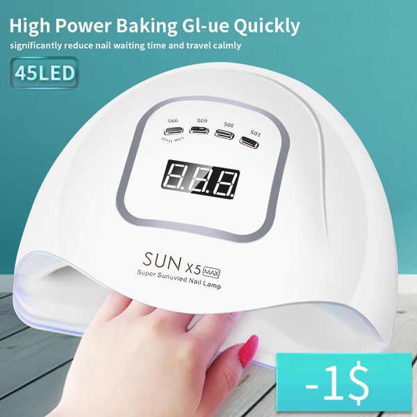 

80w uv led nail lamp sun light 45 leds for drying all gel polish uv led nail dryer display sun x5 max manicure tool