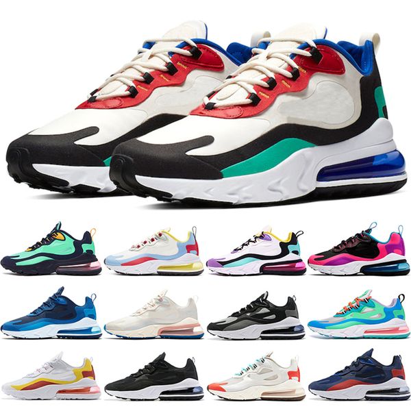 

react 2019 men women running shoes bauhaus optical oreo white deep blue designer mens trainers breathable sports sneaker size 36-45