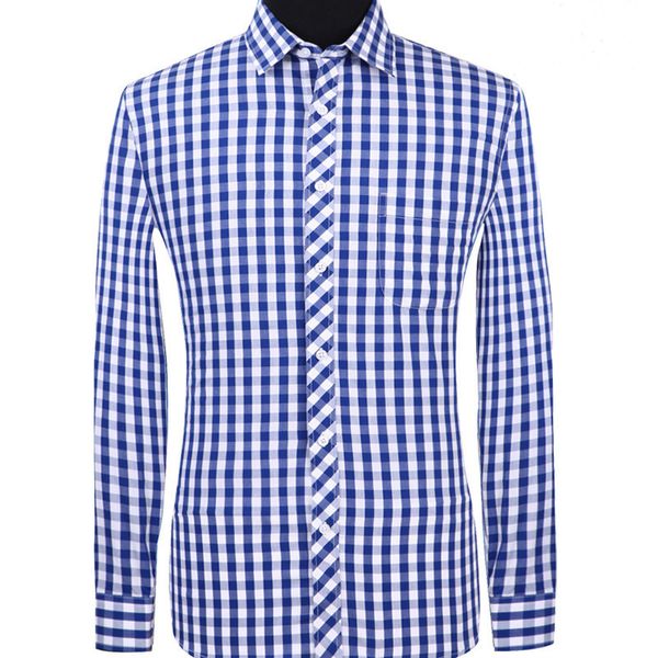 

casual plaid shirt cotton long sleeve male shirts square grid business white turn-down collar streetwear 2020, White;black