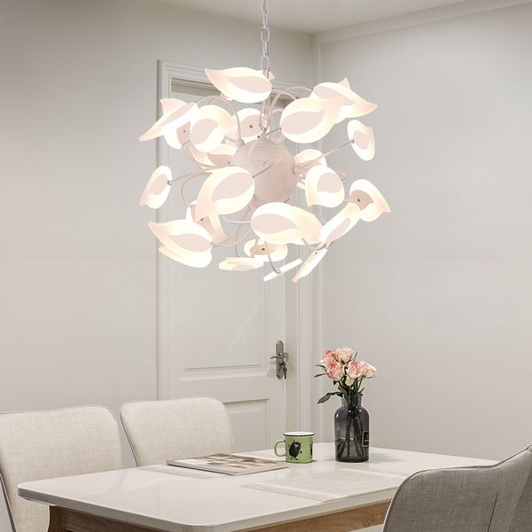 

nordic творческий гостиная столовая люстра кабинет спальня лампа простой современный лист светодиодные лампы