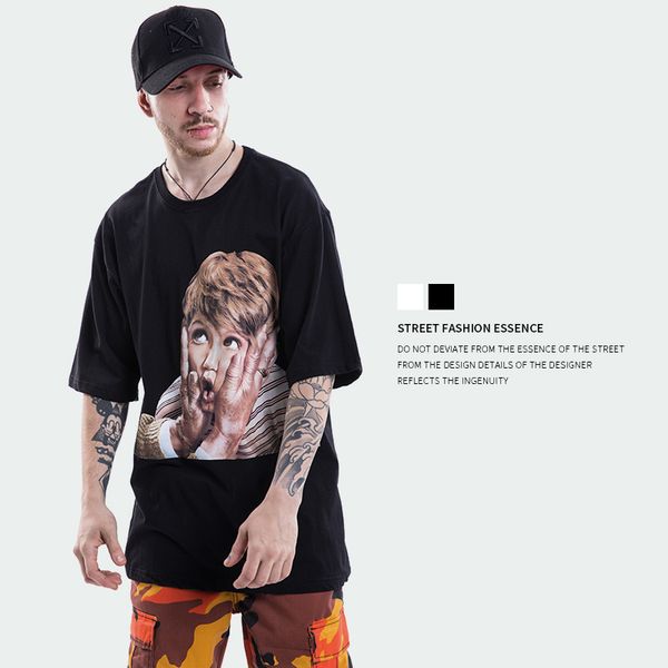 

men's designer shirt brand european and american fashion loose trend men's printed couple t-shirt(tt's a surprice to click he, White;black