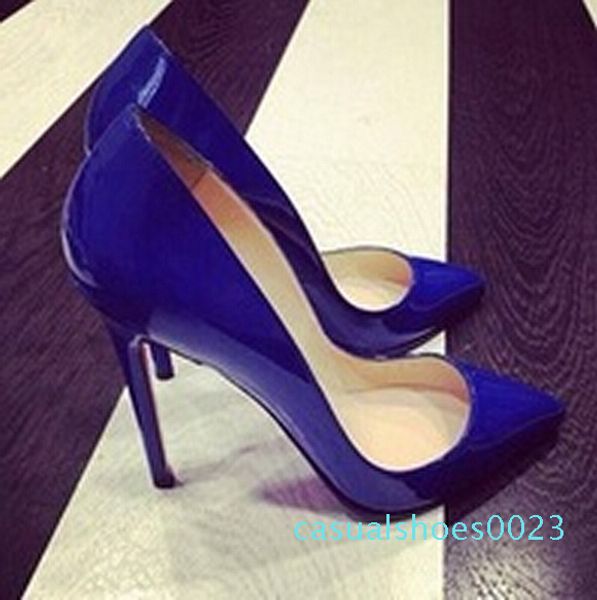 

2018 pump patent leather pigalle heels women wedding pointed toe fine heels woman red black, high heels purple, sheepskin 35-42 c23